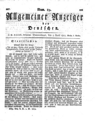 Allgemeiner Anzeiger der Deutschen Donnerstag 3. April 1823