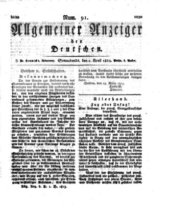 Allgemeiner Anzeiger der Deutschen Samstag 5. April 1823