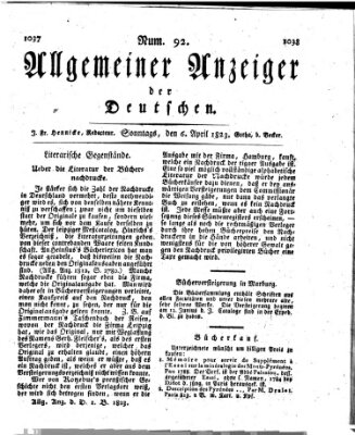 Allgemeiner Anzeiger der Deutschen Sonntag 6. April 1823