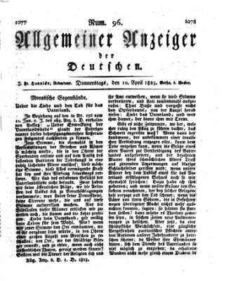 Allgemeiner Anzeiger der Deutschen Donnerstag 10. April 1823