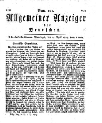 Allgemeiner Anzeiger der Deutschen Dienstag 15. April 1823