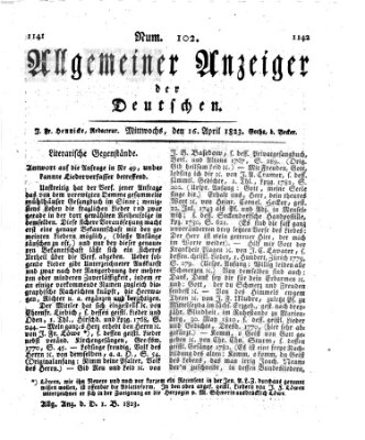 Allgemeiner Anzeiger der Deutschen Mittwoch 16. April 1823