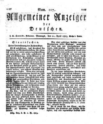 Allgemeiner Anzeiger der Deutschen Montag 21. April 1823