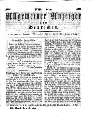 Allgemeiner Anzeiger der Deutschen Mittwoch 23. April 1823