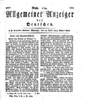 Allgemeiner Anzeiger der Deutschen Montag 28. April 1823