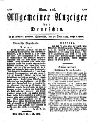 Allgemeiner Anzeiger der Deutschen Mittwoch 30. April 1823