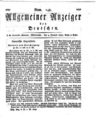 Allgemeiner Anzeiger der Deutschen Mittwoch 4. Juni 1823