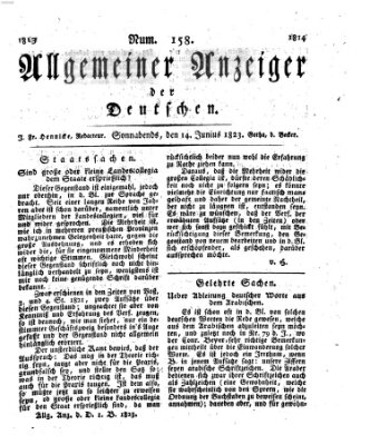 Allgemeiner Anzeiger der Deutschen Samstag 14. Juni 1823