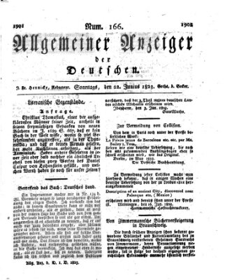 Allgemeiner Anzeiger der Deutschen Sonntag 22. Juni 1823