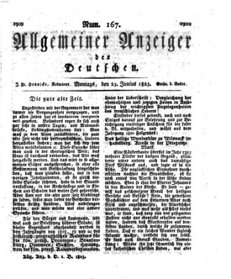 Allgemeiner Anzeiger der Deutschen Montag 23. Juni 1823