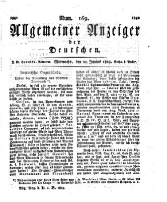 Allgemeiner Anzeiger der Deutschen Mittwoch 25. Juni 1823