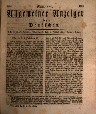 Allgemeiner Anzeiger der Deutschen Dienstag 1. Juli 1823