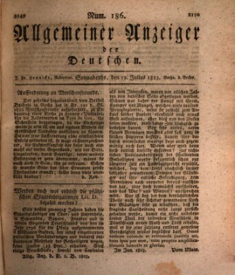 Allgemeiner Anzeiger der Deutschen Samstag 12. Juli 1823