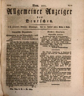 Allgemeiner Anzeiger der Deutschen Sonntag 27. Juli 1823