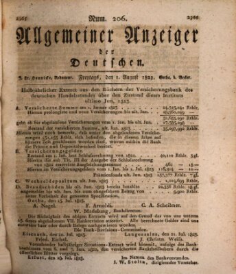 Allgemeiner Anzeiger der Deutschen Freitag 1. August 1823