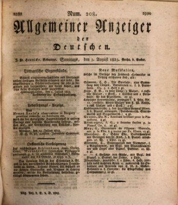 Allgemeiner Anzeiger der Deutschen Sonntag 3. August 1823