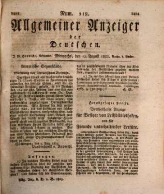 Allgemeiner Anzeiger der Deutschen Mittwoch 13. August 1823