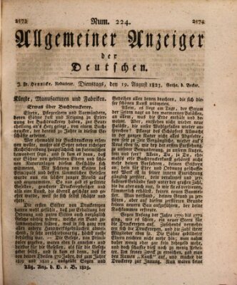 Allgemeiner Anzeiger der Deutschen Dienstag 19. August 1823