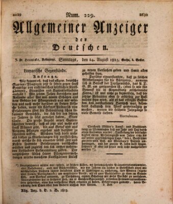 Allgemeiner Anzeiger der Deutschen Sonntag 24. August 1823