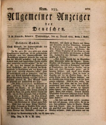 Allgemeiner Anzeiger der Deutschen Donnerstag 28. August 1823