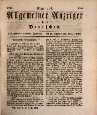 Allgemeiner Anzeiger der Deutschen Sonntag 31. August 1823