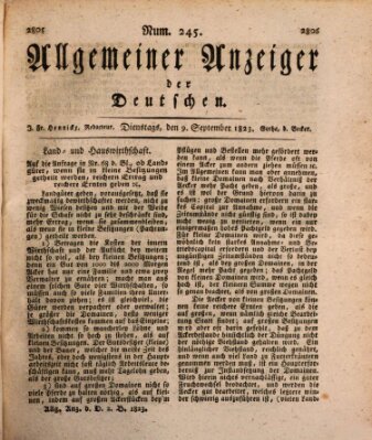 Allgemeiner Anzeiger der Deutschen Dienstag 9. September 1823