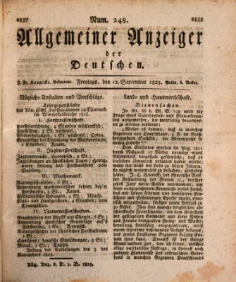 Allgemeiner Anzeiger der Deutschen Freitag 12. September 1823