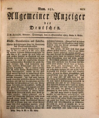 Allgemeiner Anzeiger der Deutschen Dienstag 16. September 1823