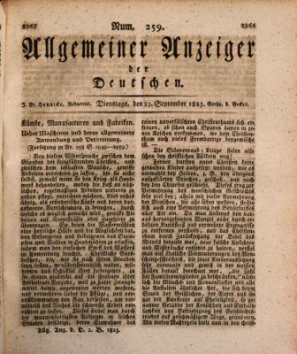 Allgemeiner Anzeiger der Deutschen Dienstag 23. September 1823