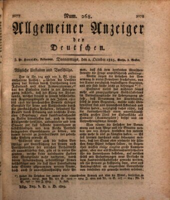 Allgemeiner Anzeiger der Deutschen Donnerstag 2. Oktober 1823