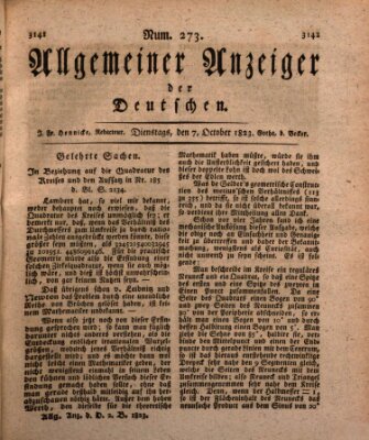 Allgemeiner Anzeiger der Deutschen Dienstag 7. Oktober 1823