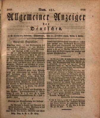 Allgemeiner Anzeiger der Deutschen Mittwoch 15. Oktober 1823