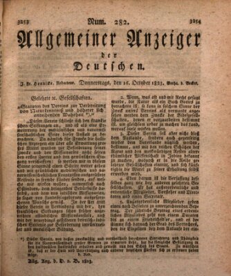 Allgemeiner Anzeiger der Deutschen Donnerstag 16. Oktober 1823