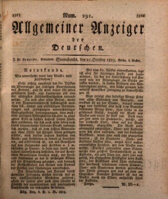 Allgemeiner Anzeiger der Deutschen Samstag 25. Oktober 1823