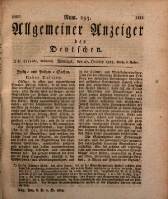 Allgemeiner Anzeiger der Deutschen Montag 27. Oktober 1823