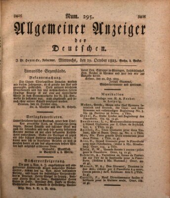 Allgemeiner Anzeiger der Deutschen Mittwoch 29. Oktober 1823