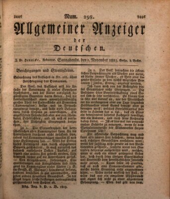 Allgemeiner Anzeiger der Deutschen Samstag 1. November 1823