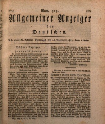 Allgemeiner Anzeiger der Deutschen Sonntag 16. November 1823