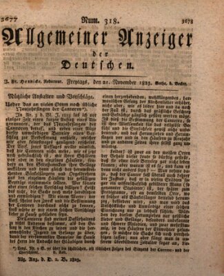 Allgemeiner Anzeiger der Deutschen Freitag 21. November 1823