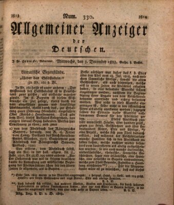 Allgemeiner Anzeiger der Deutschen Mittwoch 3. Dezember 1823