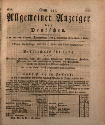 Allgemeiner Anzeiger der Deutschen Donnerstag 4. Dezember 1823