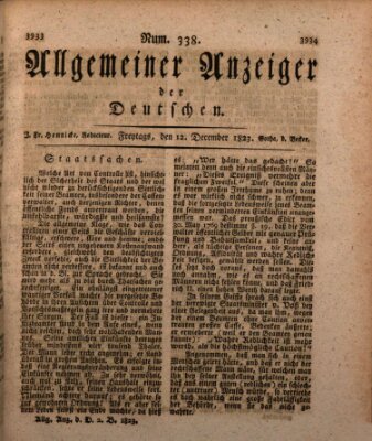Allgemeiner Anzeiger der Deutschen Freitag 12. Dezember 1823