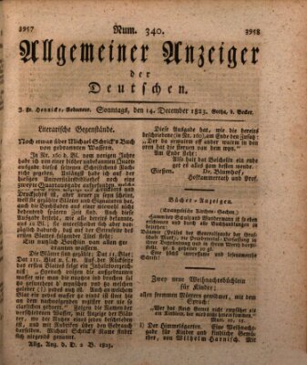 Allgemeiner Anzeiger der Deutschen Sonntag 14. Dezember 1823