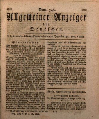 Allgemeiner Anzeiger der Deutschen Samstag 20. Dezember 1823