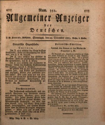 Allgemeiner Anzeiger der Deutschen Sonntag 28. Dezember 1823