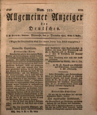 Allgemeiner Anzeiger der Deutschen Mittwoch 31. Dezember 1823