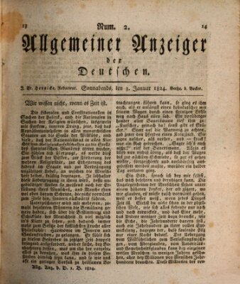 Allgemeiner Anzeiger der Deutschen Samstag 3. Januar 1824