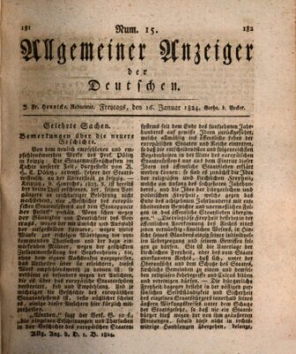 Allgemeiner Anzeiger der Deutschen Freitag 16. Januar 1824