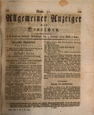 Allgemeiner Anzeiger der Deutschen Sonntag 1. Februar 1824