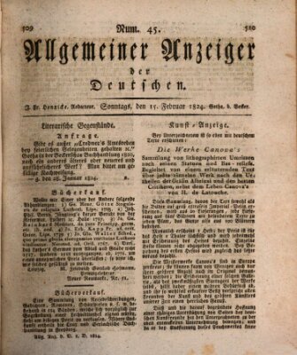 Allgemeiner Anzeiger der Deutschen Sonntag 15. Februar 1824